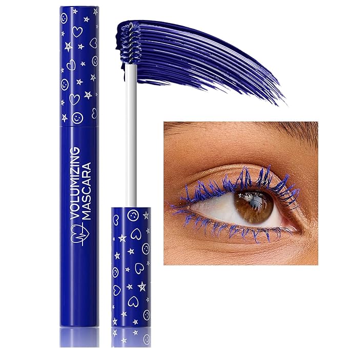 Blue Mascara Volumizing Lengthening Curling Mascara Hypoallergenic Smudge-proof Liquid Lash Extensions Water proof Lightweight Defining Long-wearing No Flaking, No Clumping (01#)