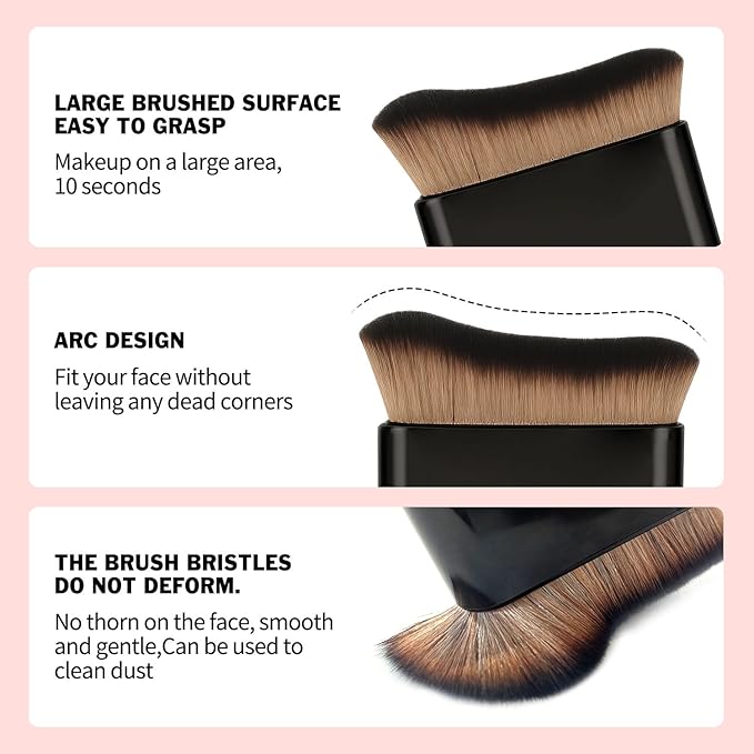 FUNAN Big Self Tanning Blend Brush, Professional Angled Makeup Brush, Foundation Makeup Brush Cream Powder Liquid,Face Neck Body Leg Tanning Makeup Black