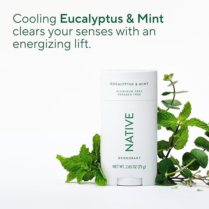 Native Deodorant | Natural Deodorant for Men, Aluminum Free with Baking Soda, Coconut Oil and Shea Butter | Eucalyptus & Mint