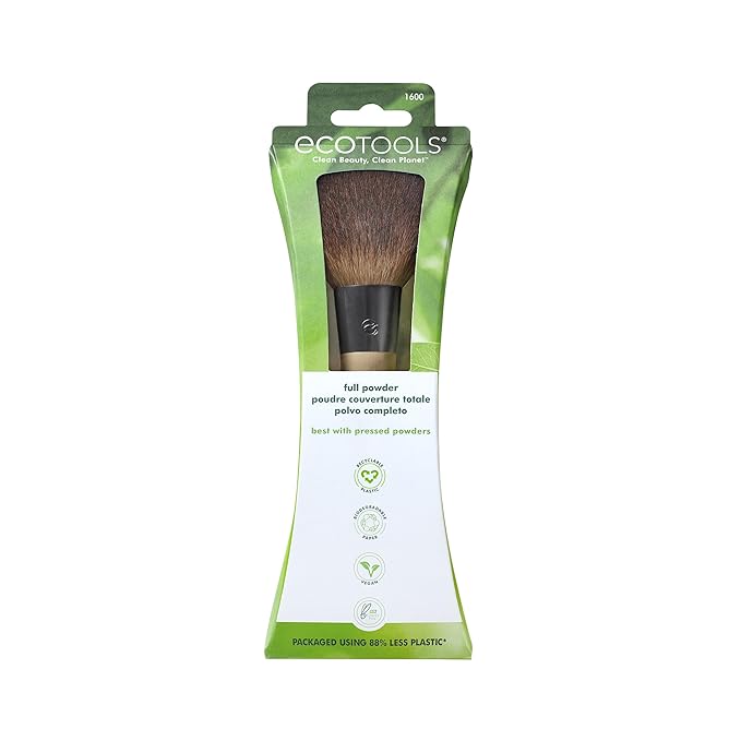 EcoTools Powder Brush, Fluffy Makeup Brush For Loose & Pressed Powder, Best For Setting Makeup, Large Brush Head With Soft, Synthetic Bristles, Eco-Friendly & Cruelty-Free, 1 Count