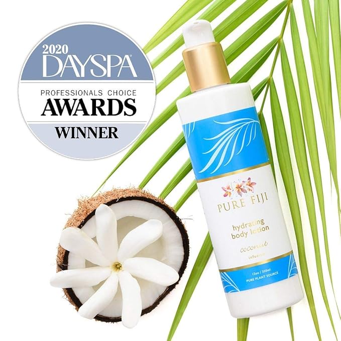 PURE FIJI Body Lotion Hydrating - Moisturizing Lotion for Dry Skin with Coconut Milk and Vitamin E, Organic Body Lotion For Women and Men, Coconut Scent, 12 oz