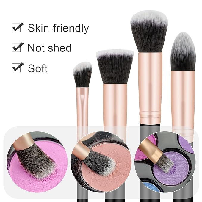 Generic Makeup Brushes Professional Set,Synthetic Bristles for Foundation Powder Eyeshadow Brush Concealers Blush Face Make up Brushes Kit 14pcs., Black