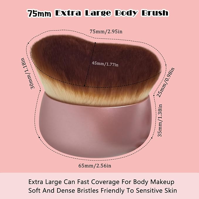 Oversize Self Tanner Brush Extra Large Body Makeup Brush, 75 mm Wide-headed Kabuki Brush With Soft Synthetic Hair for Leg Makeup& Bronzer Blend, Provides More Even Application