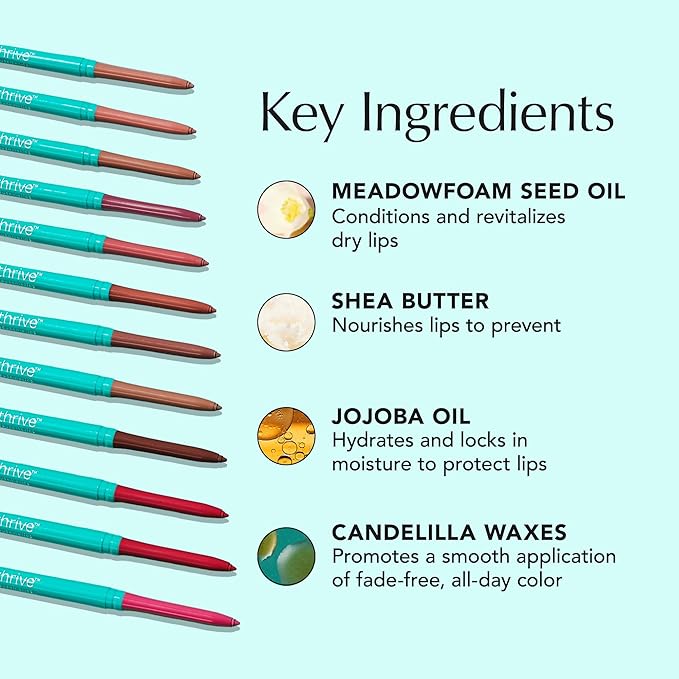Thrive Causemetics Lip Filler Long-Wearing + Plumping Lip Liner, Shea Butter Hydrating Lip Plumper Retractable Lip Liner Pencil, Built In Sharpener, Vegan & Cruelty Free, Kackie (Mocha)