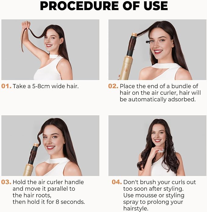 5 in ONE Blow Dryer Brush, Curling Wand Hair Styling Tools Set, Ionic Hot Air Hair Dryer, Massage Oval Hair Dryer, Left&Right Hair Curlers 100-120V