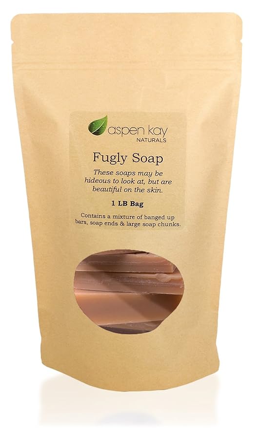 Aspen Kay Naturals - 1 Pound Bag of Fugly Soap, a Mixture of Dented & Imperfect Soap Bars, Soap Ends & Chunks. Natural & Organic Ingredients. (Turmeric)