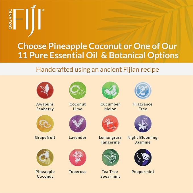 "Coco Fiji Soap Bar for Face and Body Infused With Organic Coconut Oil, Pineapple Coconut Essential Oil, Natural Soap for Moisturizing & Pore Purifying Skin, 7 oz, Pack Of 3 "