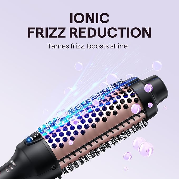 Wavytalk Updated Version Thermal Brush for Blowout Look, Blowout Express 1.5 Inch Ionic Thermal Round Brush Makes Hair Smoother Get Natural Curls, Dual Voltage, Easy to Use