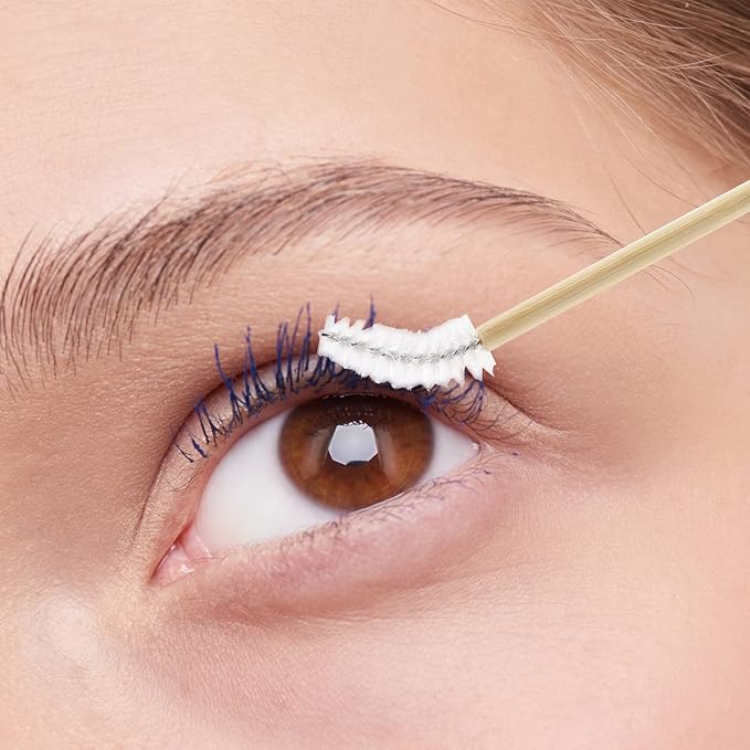 Tbestmax 150 Disposable Mascara Wands Eyelash Brush Spoolies for Eye Lash Extension Eyebrow Bamboo Stick White