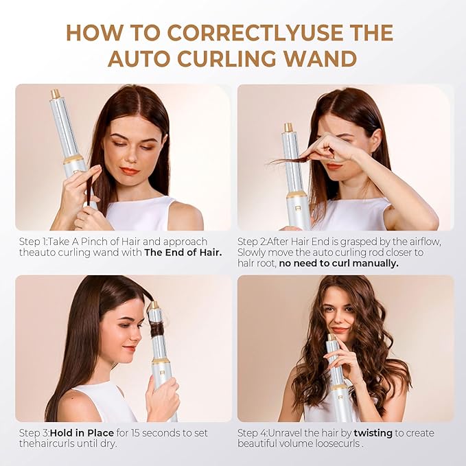 5 in 1 Hair Dryer Brush, Negative Ion Air Styler Wrap Hair Styler Upgrade Blow Dryer Brush Air Curler for Hair, Blowout Brush Set As A Gift for Straight/Curl/Drying/Smoothing