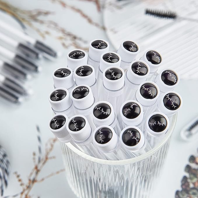 TUZAZO 80 Pieces Mascara Wand Tube Set 40 Diamond Empty Eyelash Brush Tubes Spoolies 40 Mascara Wand Lash Extension Brushes Applicators Makeup Tools (Black Lash Style)