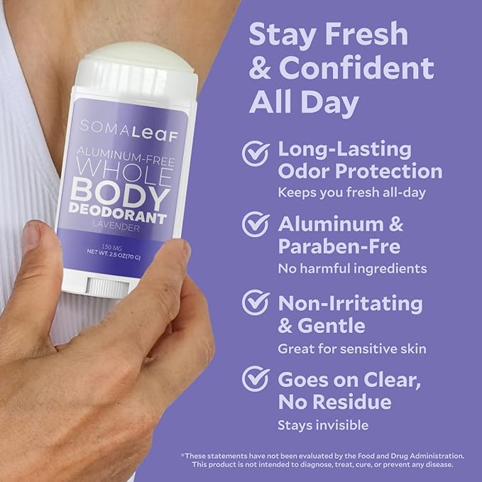 Full Body Deodorant Stick Features Naturally Sourced Ingredients, Aluminum-Free Deodorant Suitable for Both Men and Women | 72 Hours of Odor Defense, 2.5 oz