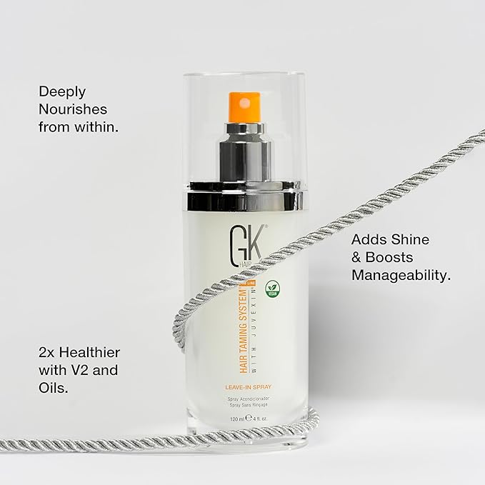 GK HAIR Global Keratin Leave-In Conditioner Detangler Spray 120 ml - For Dry, Damaged and Frizzy Hair Protection With Organic Natural Oil Strength & Shine | Hydrating Smoothing Styler