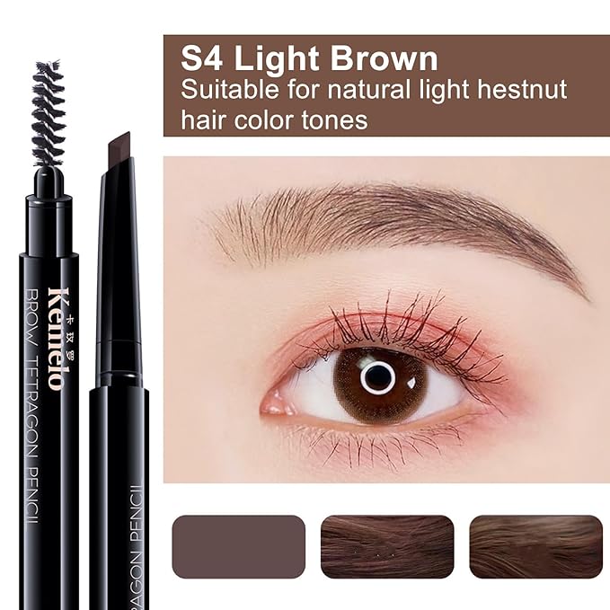 Eyebrow Pencils for Women,8 Pack Light Brown Eyebrow Pencil Set,Retractable Definer Eye Brow Pencil Waterproof Sweatproof Long-Lasting,with Spoolie Brush,S4.