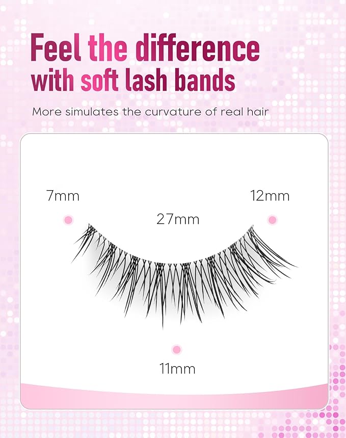 Frihappy Natural Fake Lashes Wispy False Eyelashes Natural Look C Curl HP-65
