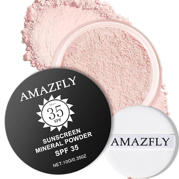 Mineral Setting Powder, SPF 35, Talc-Free Lightweight Loose Powder for a Smooth & Matte Finish - Oil Free, Skin-improving Mineral Blurring Finishing Powder (#04 Pink Setting Makeup)