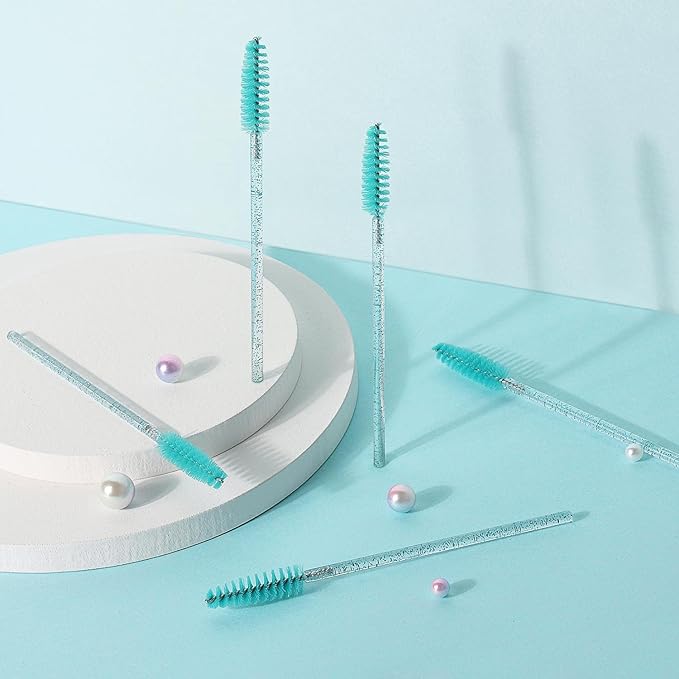 Tbestmax 300 Disposable Mascara Wands Eye Lash Brush Spoolies for Eyebrow/Eyelash Extension Blue