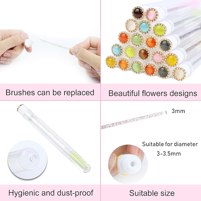 20pcs Mascara Wands Tube Reusable Lash Spoolies Pearl Gold Tube Eyelash Brush Tubes Spoolies Lash Extension Brushes Applicators Makeup Tools (CatE-Gold-MlX)