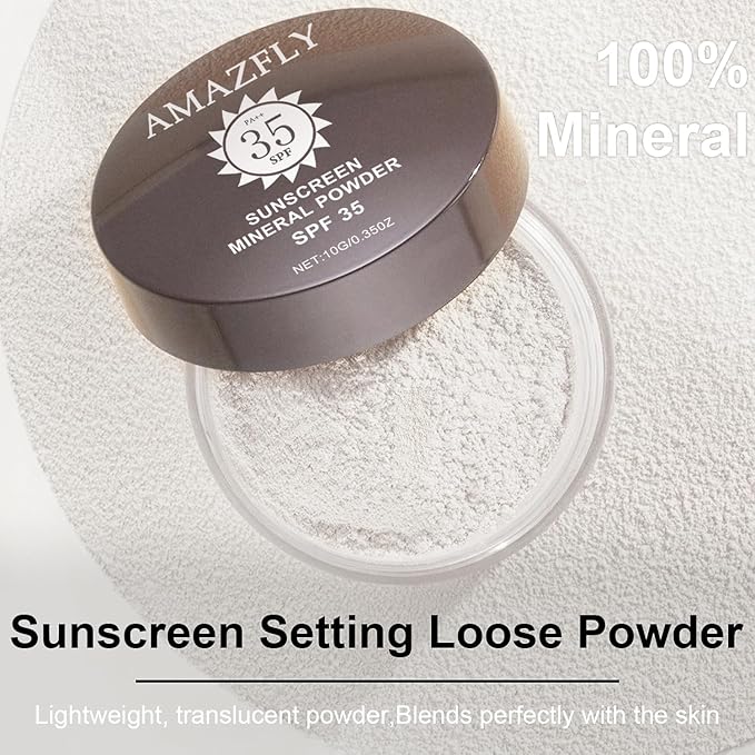 Mineral Setting Powder, SPF 35, Talc-Free Lightweight Loose Powder for a Smooth & Matte Finish - Oil Free, Skin-improving Mineral Blurring Finishing Powder (#03 White Setting Makeup)