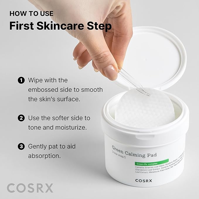 COSRX Green Calming Pads, 70 Sheets, Exfoliating Pads for Sensitive & Irritated Skin, Soothingm Hydrating, Refreshing, Korean Skin Care, Stocking Stuffers, Holiday Gifts,Gifts For Women