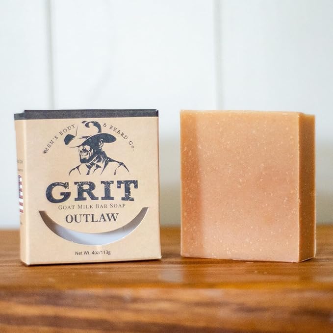 GRIT Goat Milk Soap Bar Outlaw | Dye-Free Soap Bar | Enriched with Nourishing Goat Milk | 4 oz