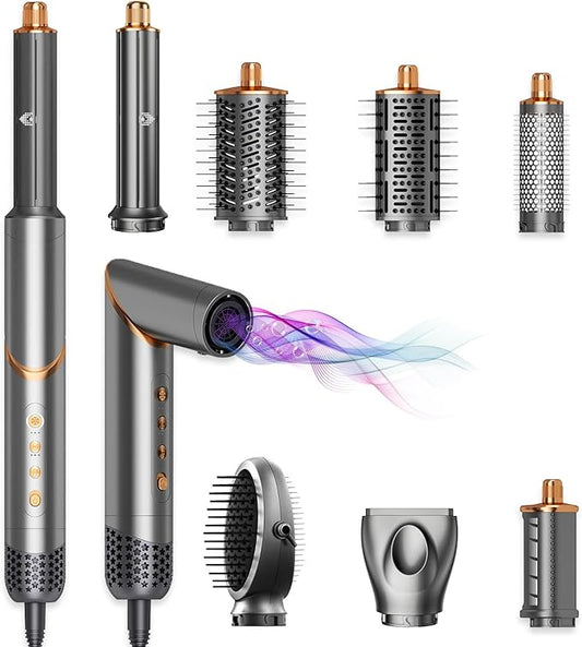 8 in 1 Wrap Air Hair Styler & Blow Dryer Brush - 110,000 RPM High-Speed, Foldable Ionic Hot Air Styler for Fast Drying, Volumizing & Curling, Multi-Styling Tool (Holiday Gifts for Women)