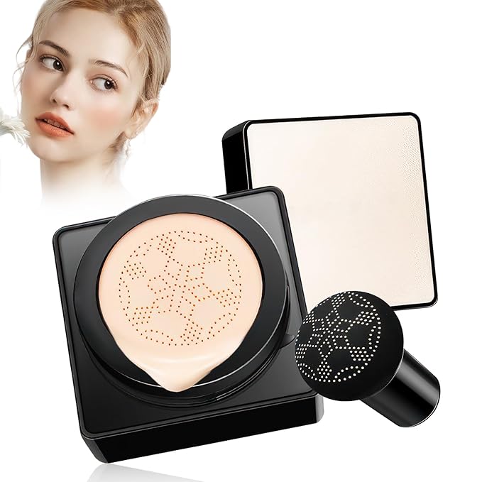Mushroom Head Air Cushion CC Cream - Long-Lasting & Waterproof New Mushroom Head Screw Lid Concealer Makeup Base for All Skin Types, Create Natural Face Makeup (Ivory)