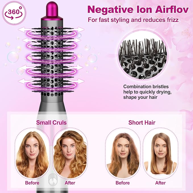 Small Round Volumizng Brush Attachment for Dyson Airwrap HS01 HS05 HS08, 20MM Smaller Tiny Round Brush Volume Boost Short to Medium Length Hair, Bangs to Creates Defined Bouncy Curls