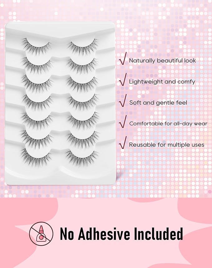 Frihappy Eyelashes Natural False Eyelashes Natural Eyelashes Natural Look Eye Lashes Wispy Fake Eyelashes 10mm Lashes 3D Air-Aquarius