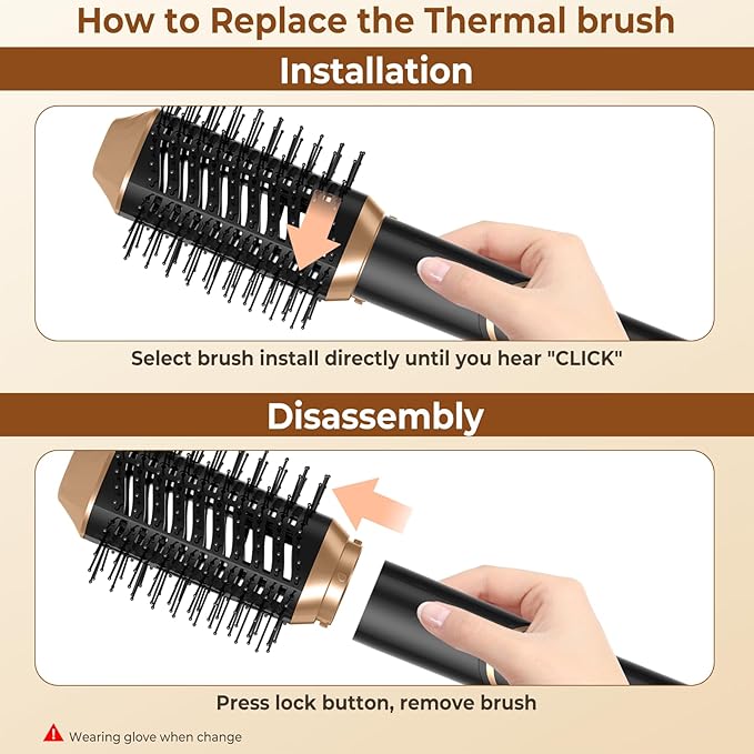 6 in 1 Hair Dryer Brush, Detachable Air Hair Styler Curling, Drying,Volumizing, Straightening, Negative Ionic Hair Dryer with Diffuser, Hair Styling Tools