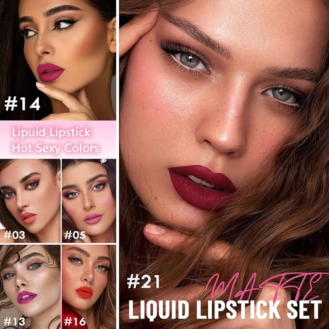 evpct 16Pcs Matte Liquid Lipstick Set