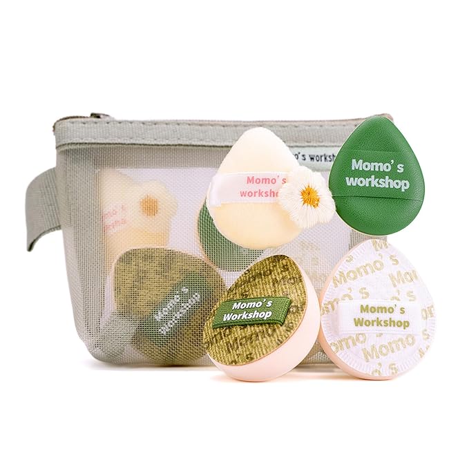 Mini Denim Makeup Sponge Set,Professional Blenders Sponge for Concealer/Blush/Highlighter, Perfect for Detail Work & Travel,4pcs,Green,with Travel Pouch,Beginer-Friendly & Reusable