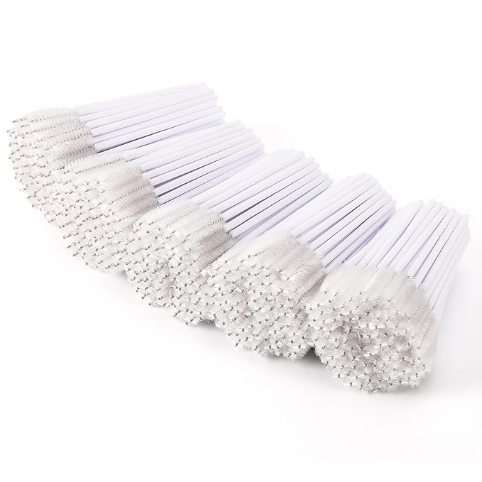 Tbestmax 500 Disposable Mascara Wands Eyelash Brush White Spoolies for Eyebrow Eye Lash Extension