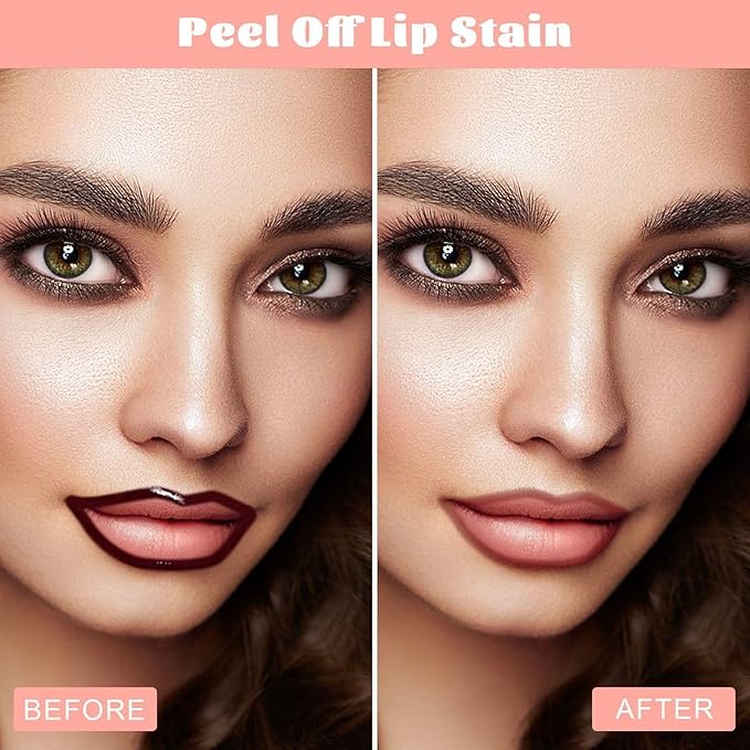 Lip Stain - Peel Off Lip Liner, Long Lasting Lip Liner with Matte Finish, Waterproof & Transfer Proof Lip Gloss, Non-Stick Cup & Highly Pigmented Color, Easy to Use for All Skin Types (Coffee)