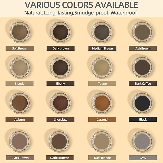 Eyebrow Pomade - Waterproof Brow Pomade for Long-lasting Results,Smudge Proof and Sweat Resistant Formula,Natural Eyebrow Makeup for All Skin Types and Tones - Black Brown