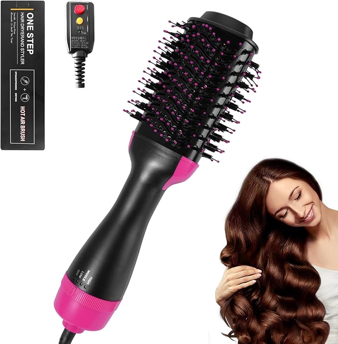 Hair Dryer Brush Blow Dryer in One, Upgraded 4 in 1 Hair Drying Hair Blowout Brush,One Step Hair Dryer and Styler Hot Air Negative Ion Anti-frizz Blowouts, Salon Volumizer & Straightener (A)