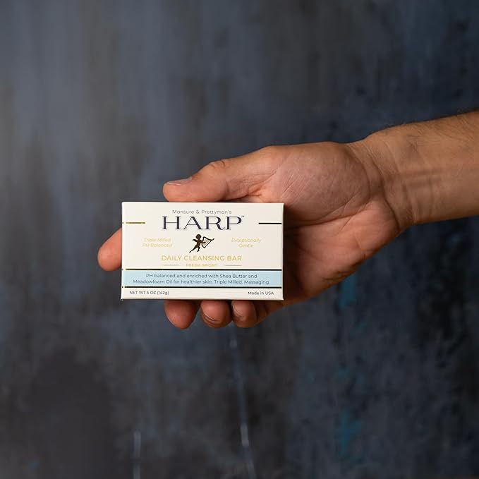 HARP® Fresh Sport Body Wash Bar – pH Balanced (5.0–6.0) Syndet Cleanser, Soap-Free & No Lye, Non-Comedogenic, Gentle for Sensitive & Dry Skin, With Shea Butter & Borage Oil