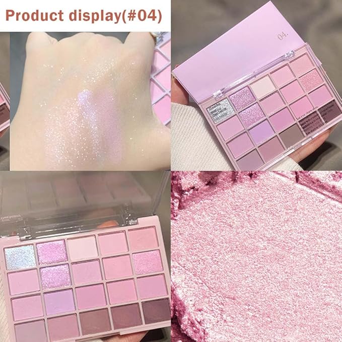 20 Nude Brown Pink Matte Shimmer Eyeshadow Palette for Eye Makeup,High Pigmented Beige Purple Tan Eye Shadow Primers Powder Palet de sombras de ojos (04# Light Lavender)