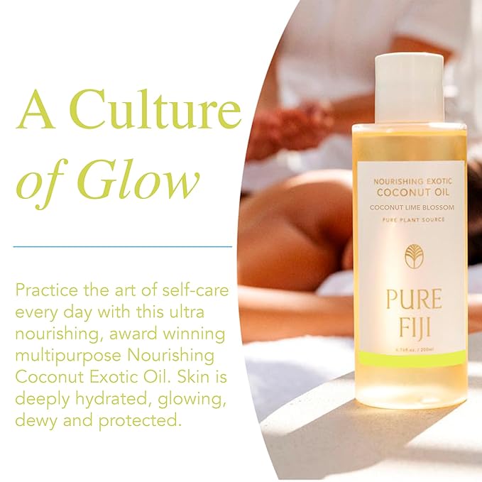 PURE FIJI Nourishing Exotic Coconut Body Oil, Coconut Lime Blossom (7.7 fl oz/230ml)