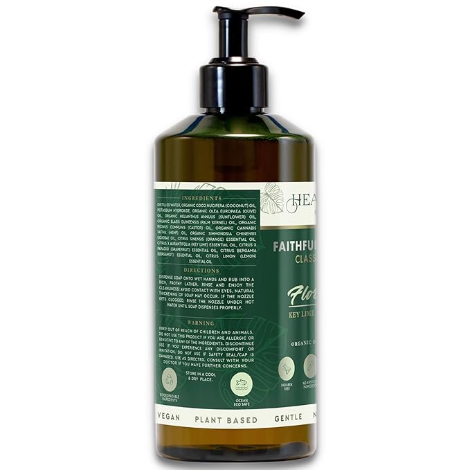 Liquid Castile Soap | Organic Olive and Coconut Oils | Non Drying Formula For All Skin Types | Naturally Fragranced Essential Oils (Key Lime)