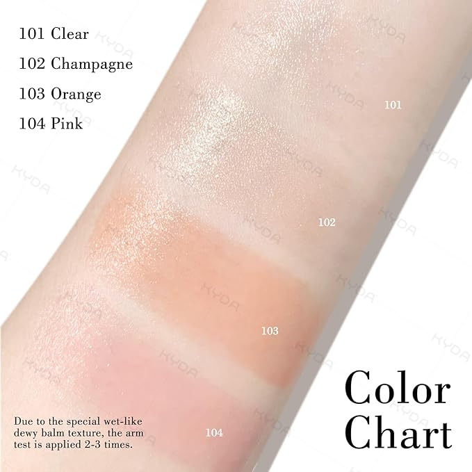 KYDA Champagne Highlighter Stick, Sheer Shimmer Glow Face Highlighter, Radiance Balm for Glass Skin, Lightweight Creamy Multiuse Makeup Stick, Buildable Watercolor Makeup Balm