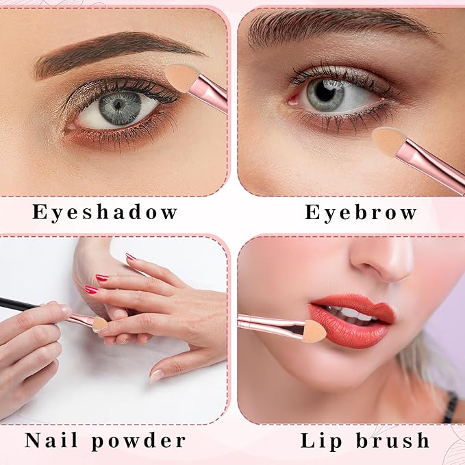 10Pcs Sponge Eyeshadow Brush Sets Eyeshadow Applicators Stick Portable Makeup Brushes for Women Sponge Double Sided Washable Reusable Professional Eye Shadow Makeup Applicator Tool for Women