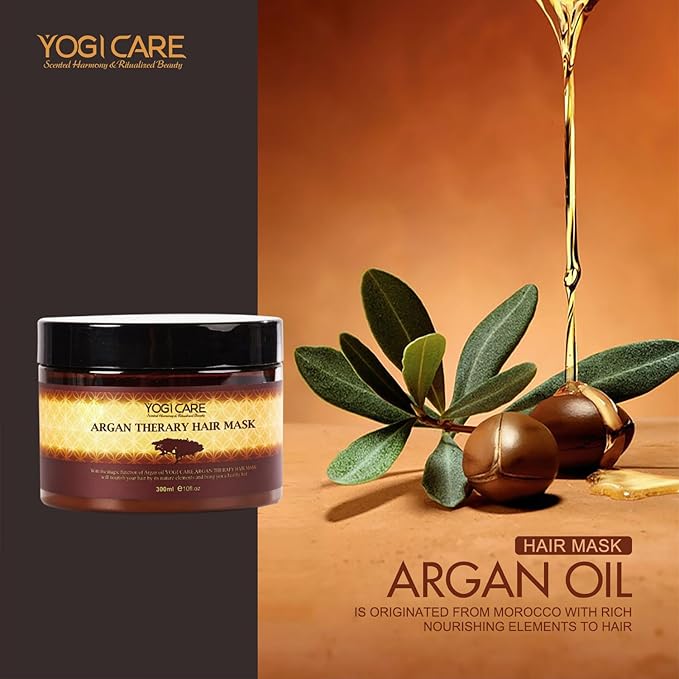 Moroccan Argan Oil Hair Mask Deep Moisturizing & Nourishing Treatment for Dry, Damaged, Frizzy Hair – Enriched with Vitamin E, Antioxidants, & Fatty Acids – 300ml/10.15 oz