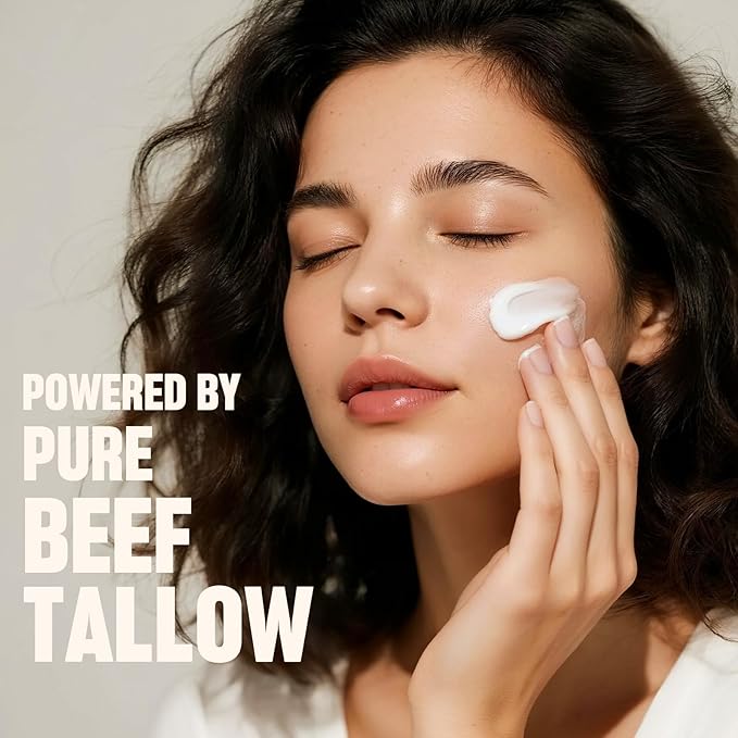 Whipped Beef Tallow for Skin–100% Grass-Fed Handmade Cream Moisturizer for Face & Body, Natural with Honey, Shea Butter, Jojoba Oil, Non-Greasy, Nourishing for Men, Women, Kids, 4 Oz (Vanilla)