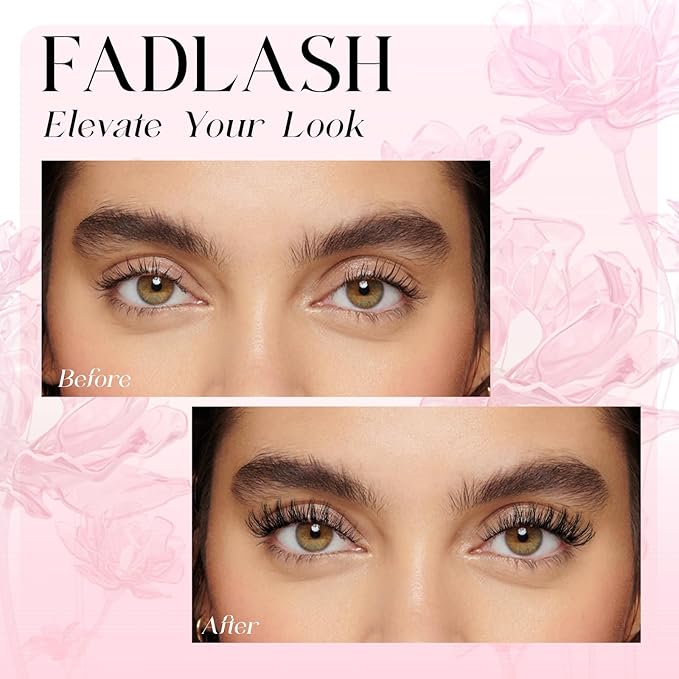 FADLASH False Eyelashes Natural Look Cat Eye Lashes with Thin Band Wear Comfortable Black Fake Lashes, Pack 10 Pairs, LZ209