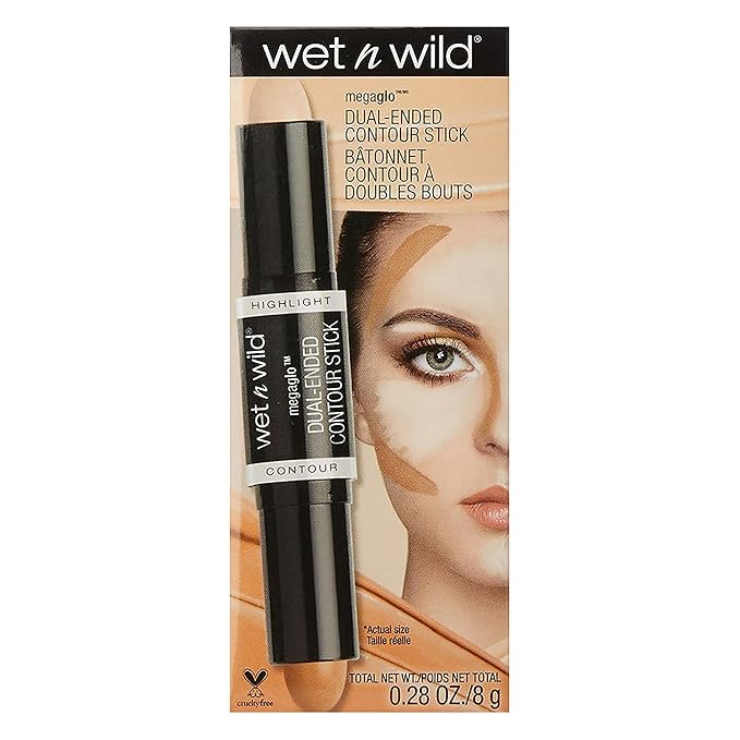 wet n wild MegaGlo Dual-Ended Contour Stick Medium/Tan, Cruelty-Free