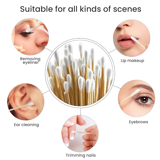 200PCS 6" Long Cotton Swabs with Bamboo Sticks - Lint Free, Highly Absorbent Cleaning Cotton Tipped Applicators