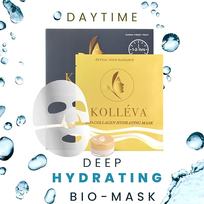 Bio-Colalgen Deep Face Mask - 2-Hour Hydration, 4 Masks + Synergistic serum, U.S. Formulated