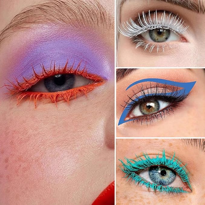 Colored Mascara for Eyelashes, Voluminous Colorful Mascara, Pink Purple Blue Green Red White Black Brown Lash Pack - Lengthening, Defining, Curling, Multiplying Formula (07#-Red)