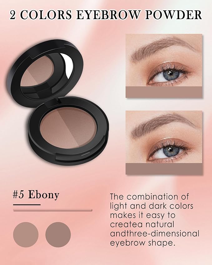 Eyebrow Powder Kit,Long Lasting Waterproof Light Dark Brown Duo Tint Eye Brow Filler,Enhance Define Brows,Eye Makeup Contour Powder Palette with Mirror Brow Tools,Mother's Day Gift for Women Girl-05